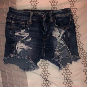 blue Jean destressed shorts